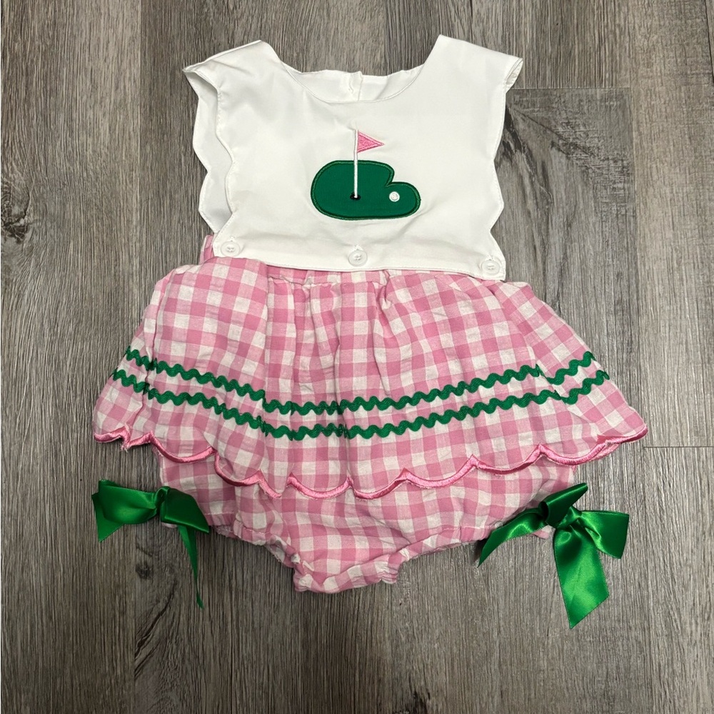 Charming Pink and White Diaper Cover with Golf Motif